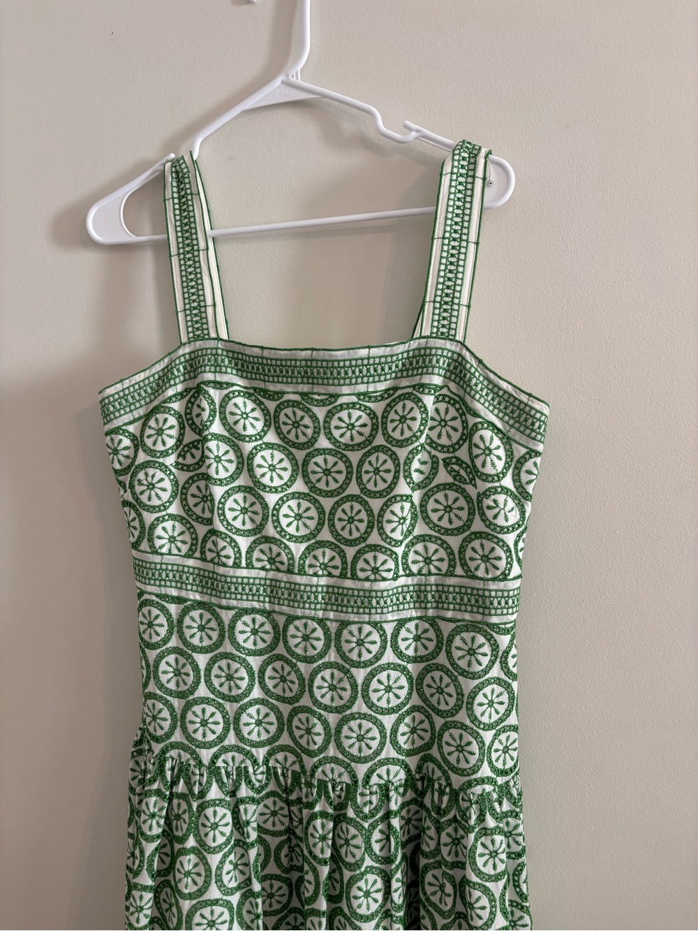 Shoshanna Green White Print Sleeveless Dress Resort Vacation Cottagecore Size 10 - Picture 4 of 10